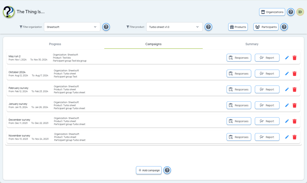 Dashboard - Campaigns
