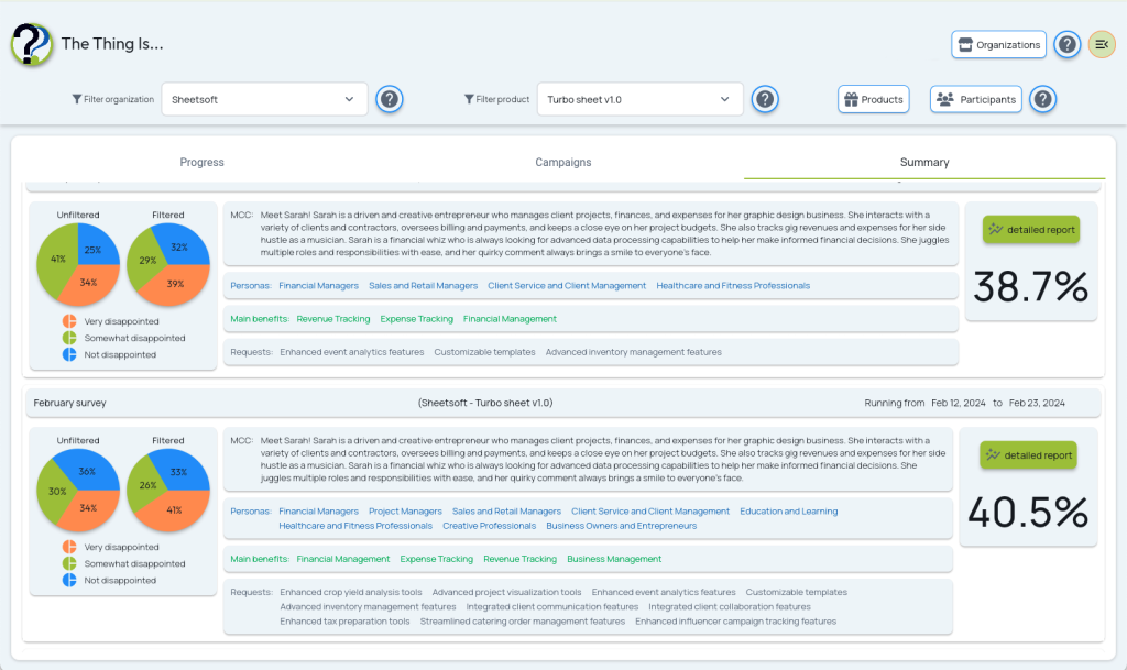 Dashboard - summary